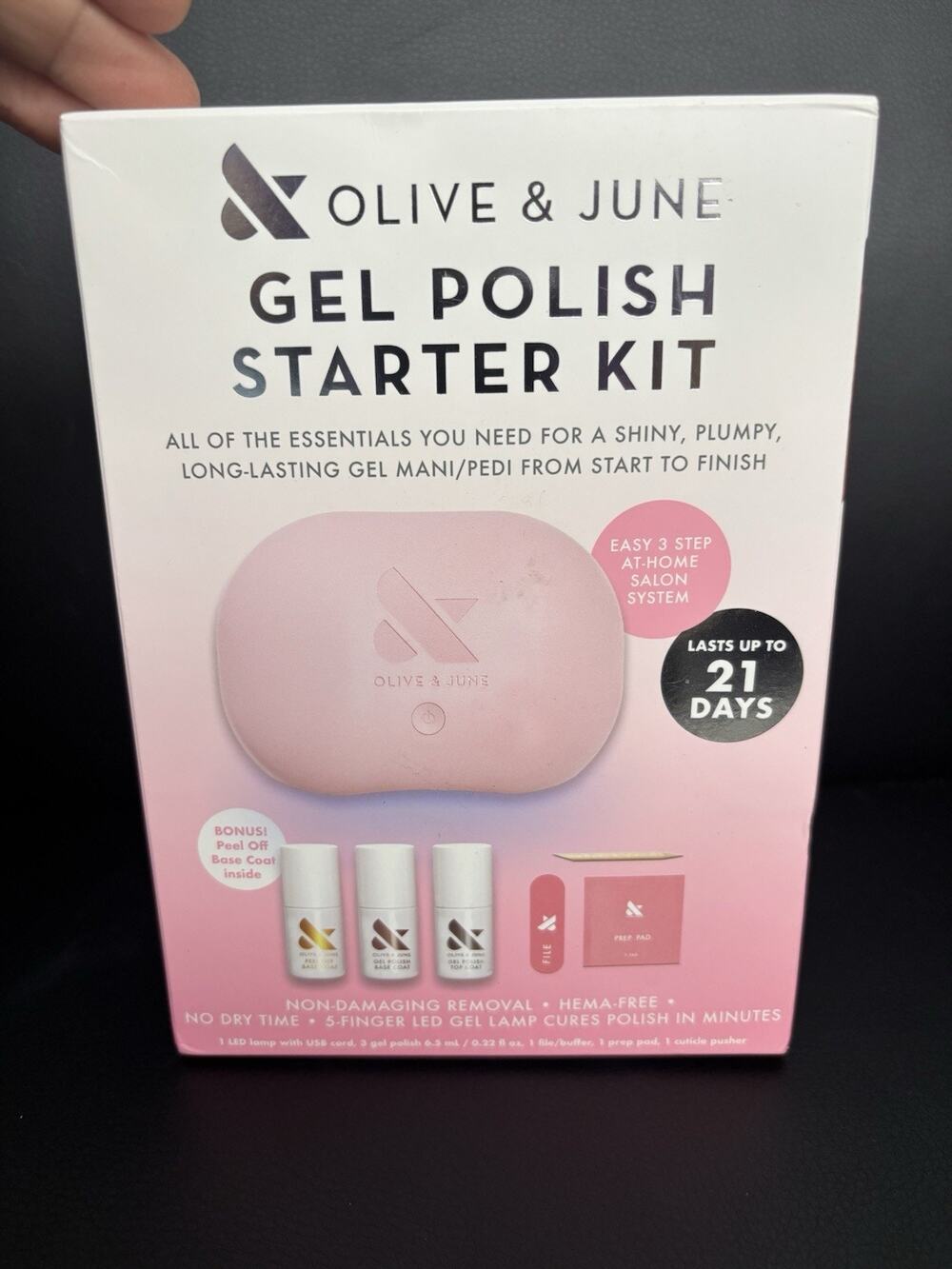 Olive & June Gel Polish Starter Kit HEMA-Free LED Lamp, Base/Top Coat, Cuticle …